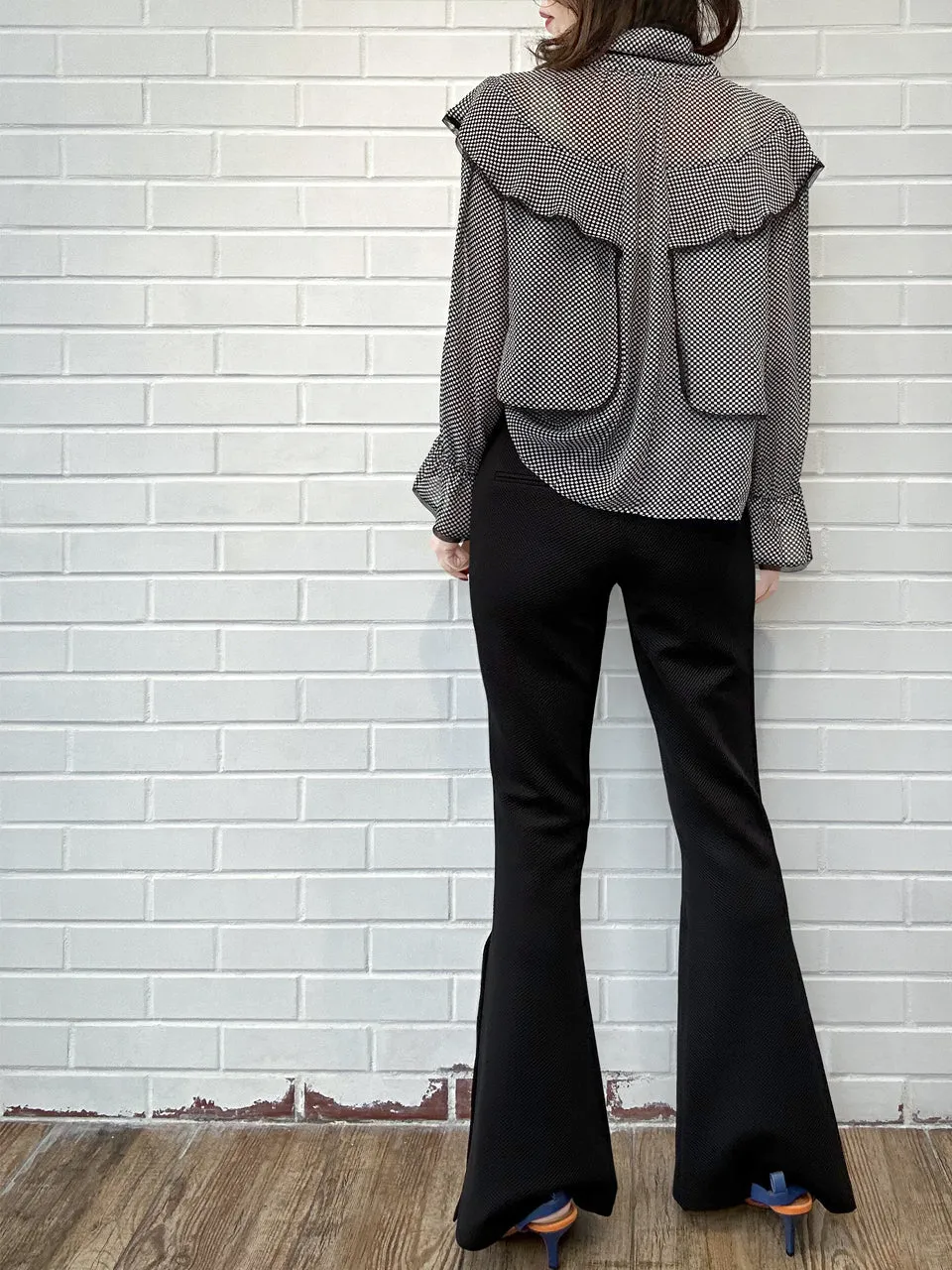 New Colour! Classic Black Flare Leg Pull On Button Pants