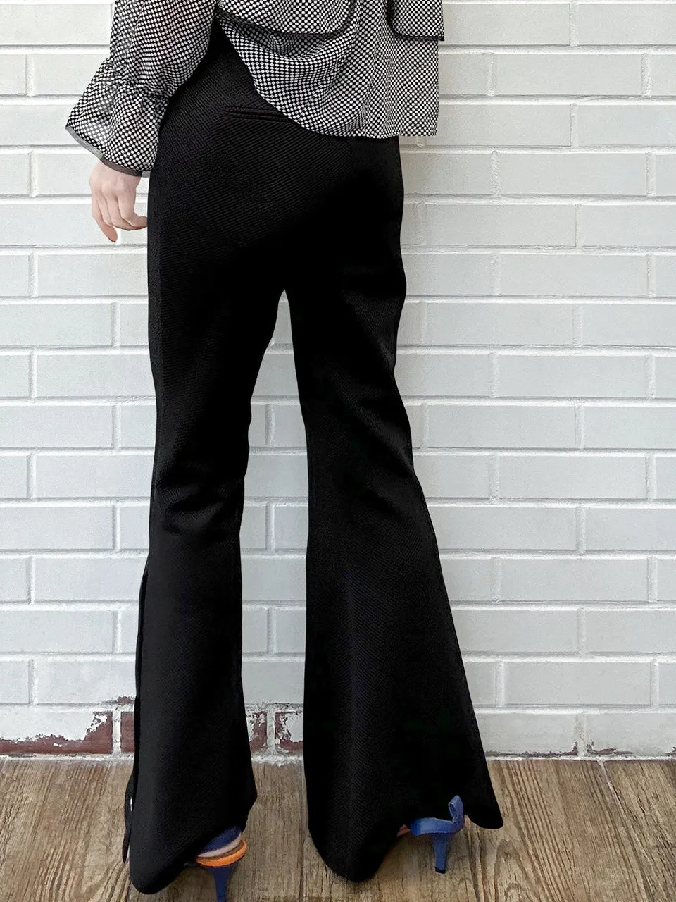 New Colour! Classic Black Flare Leg Pull On Button Pants