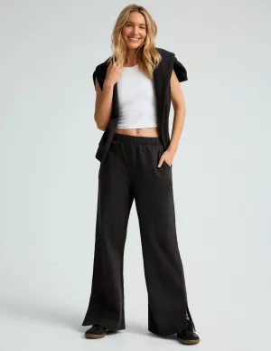 Open Ended Mid Rise Wide Leg Pant