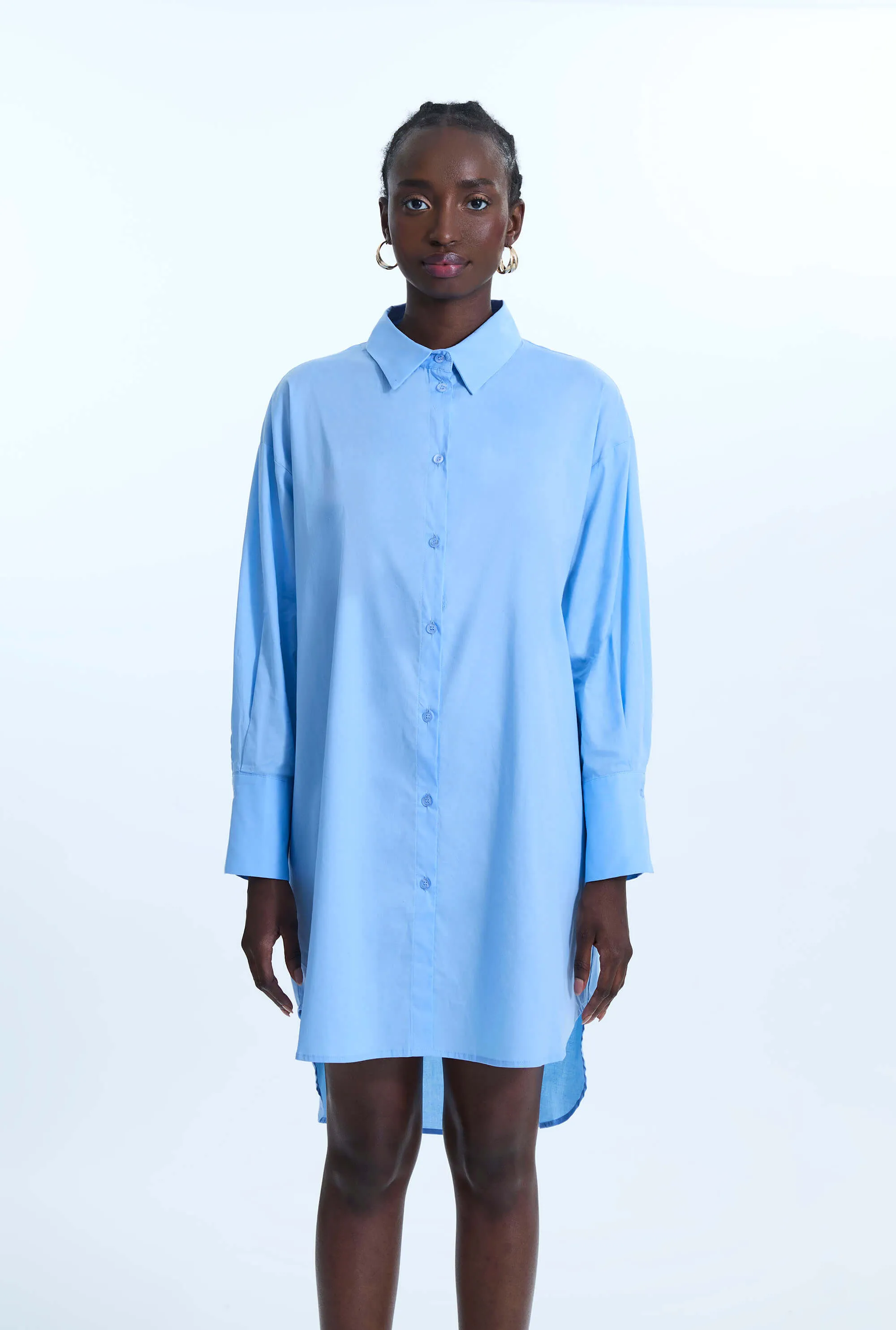 Oversized Plain Shirt Pale Blue