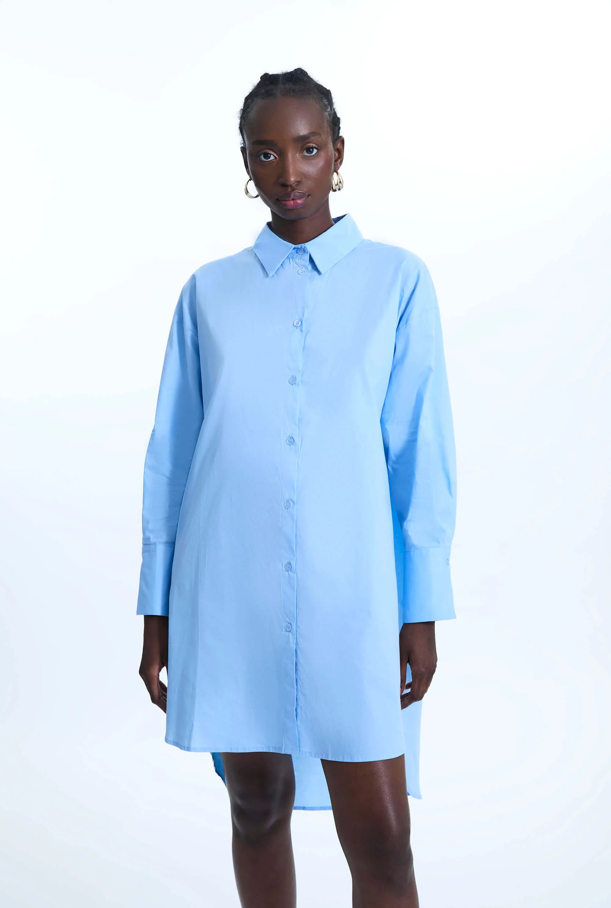 Oversized Plain Shirt Pale Blue