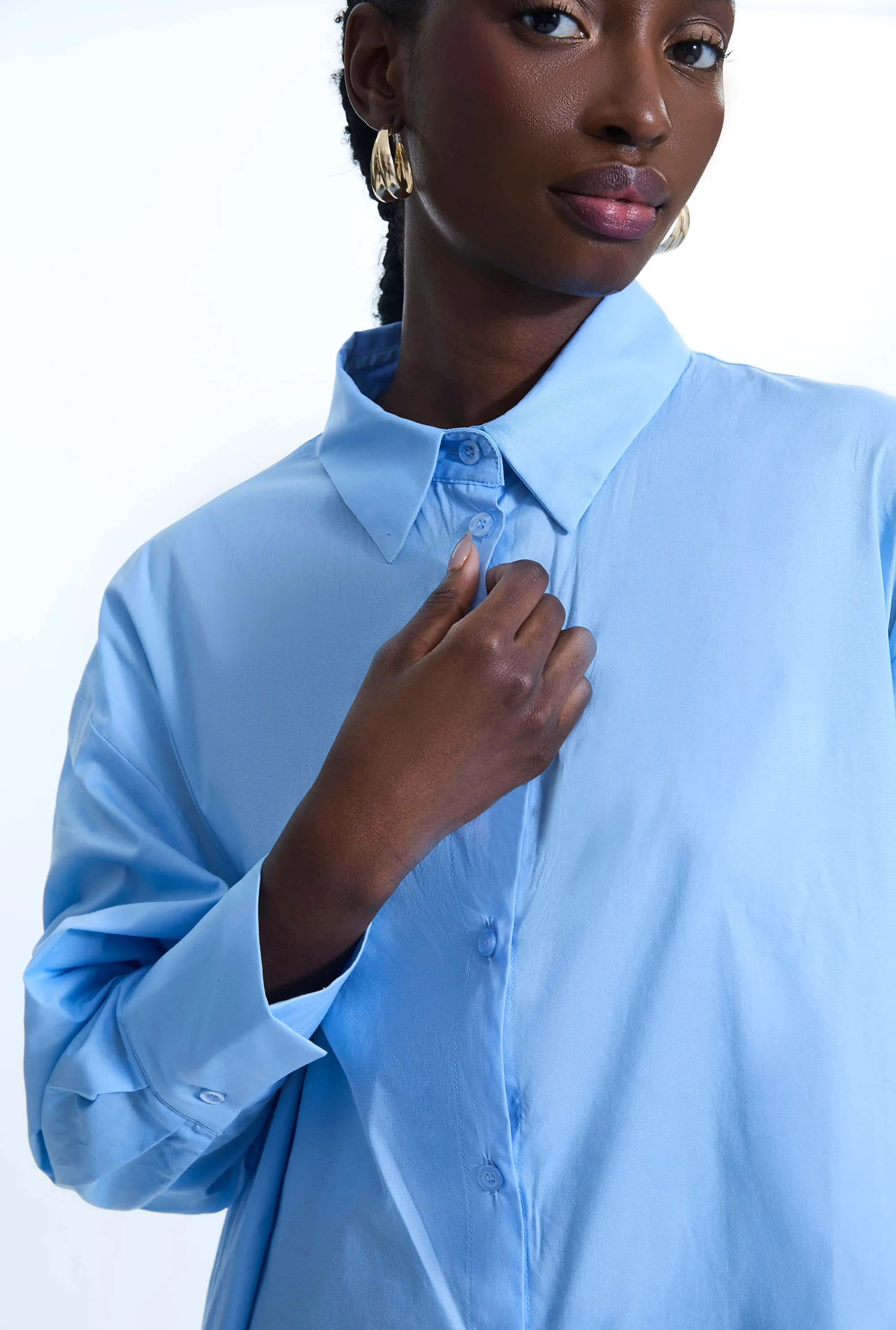 Oversized Plain Shirt Pale Blue