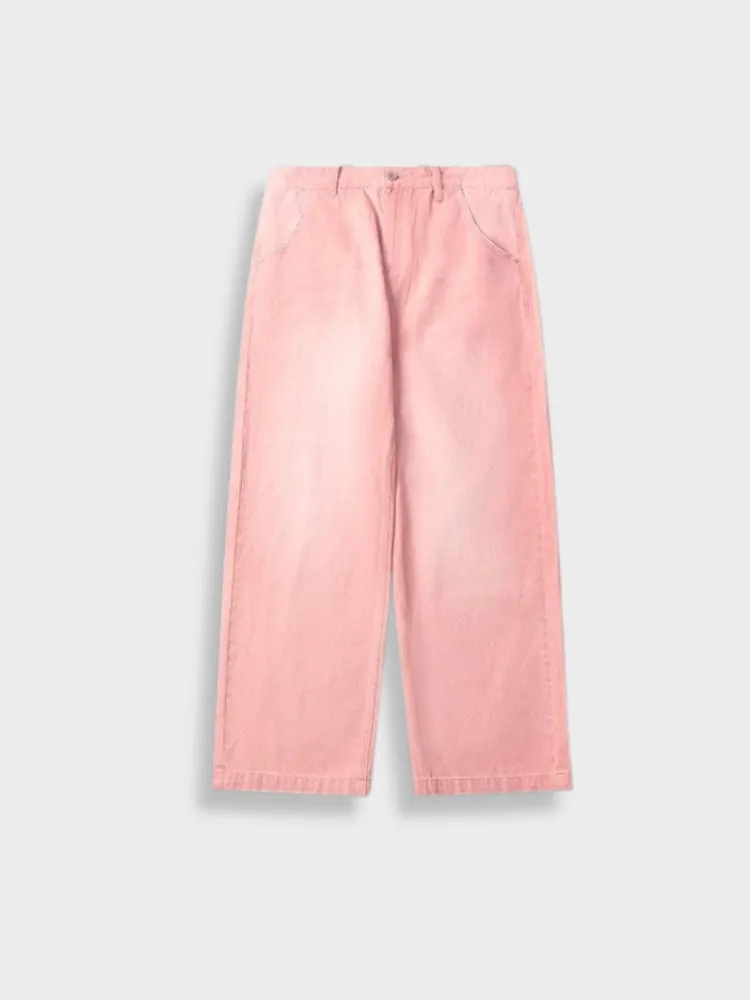 Pink Vintage Washed Denim Jeans