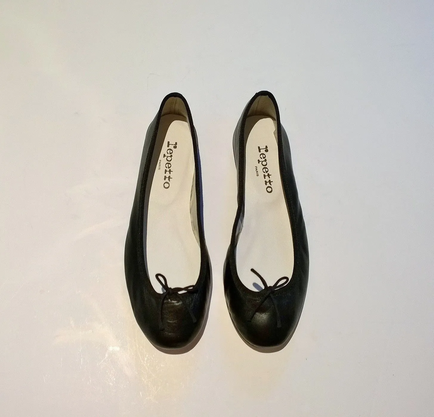 Repetto Black Leather Ballerina Flats BB Cendrillon Ballet Shoes