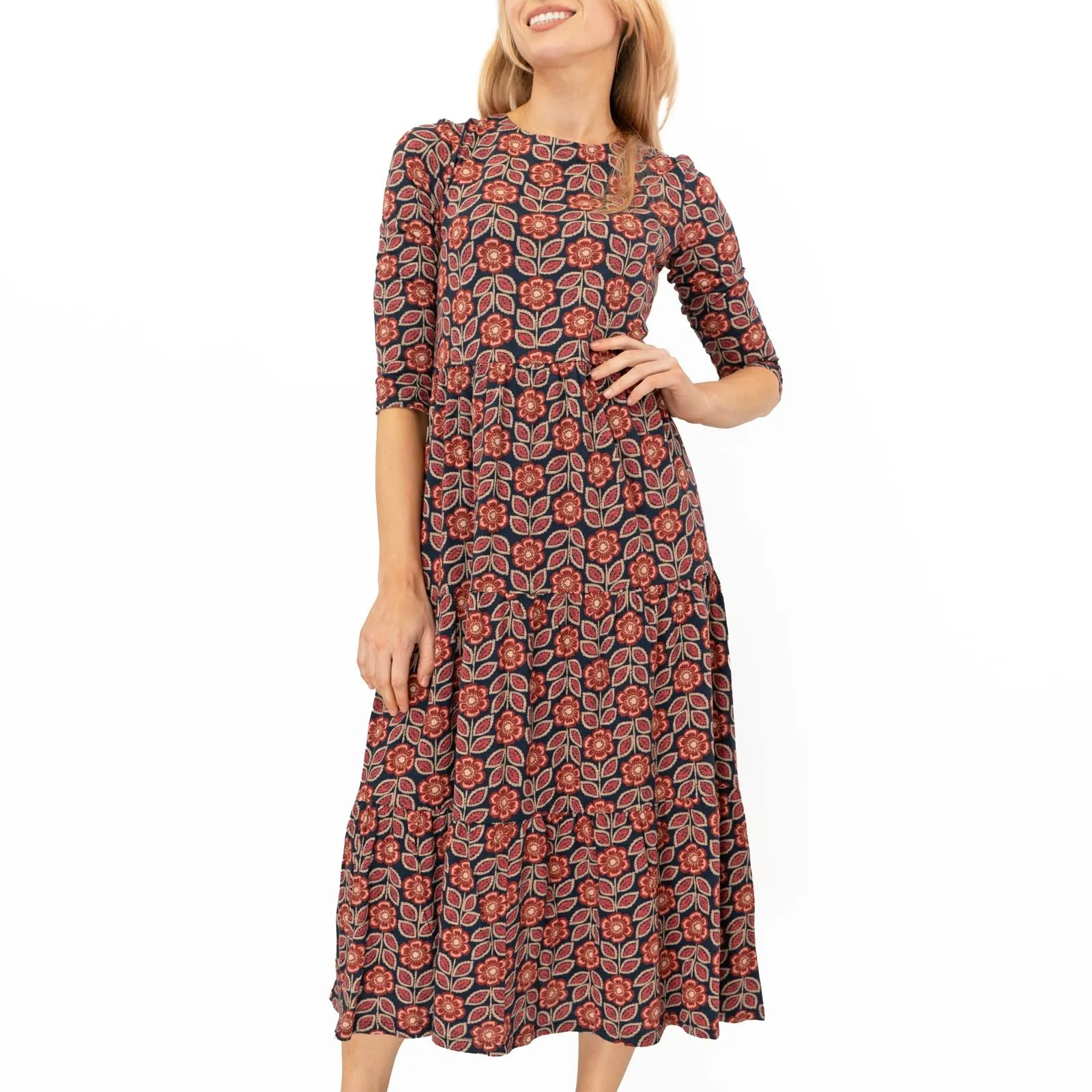 Seasalt Black Red Floral Line Strokes Dress