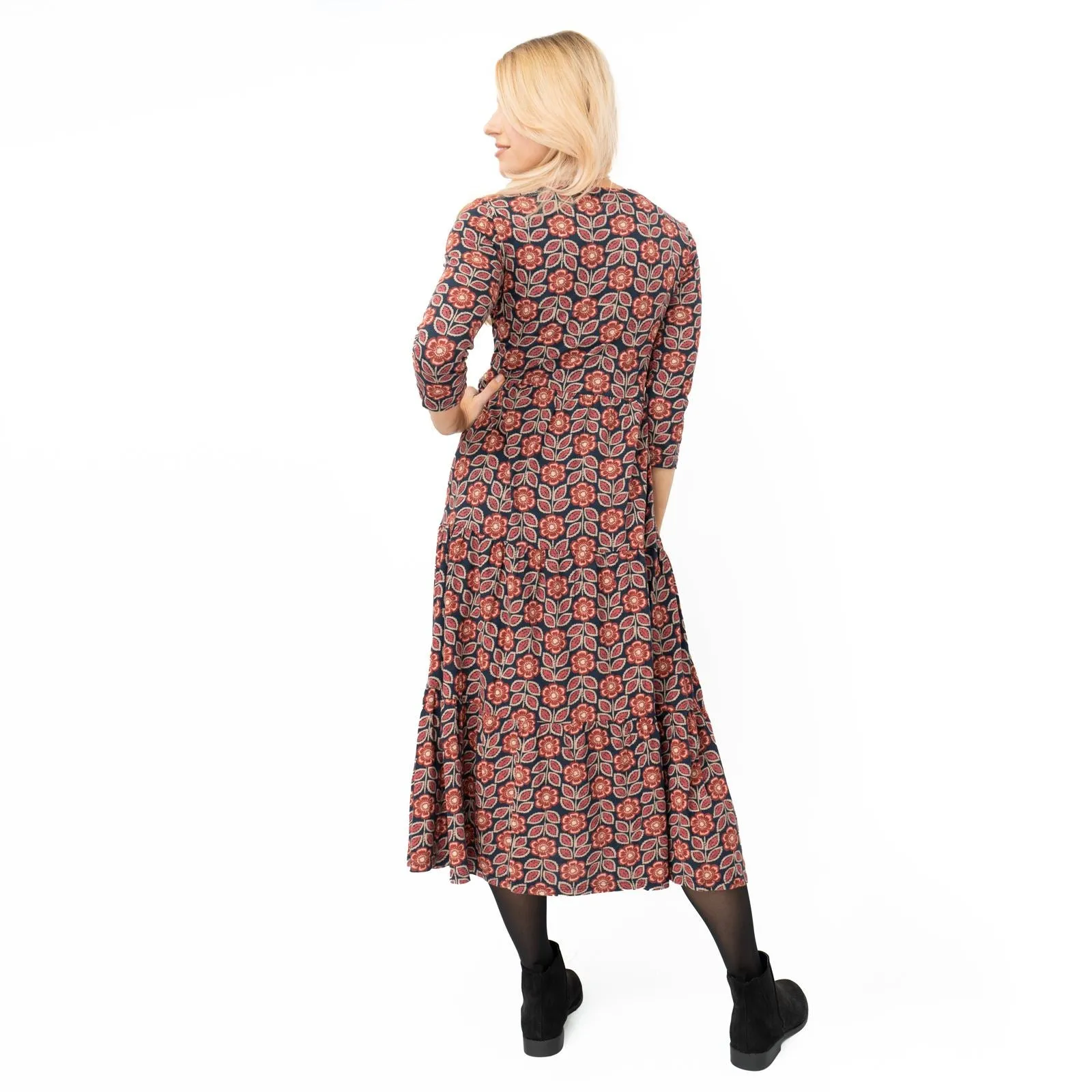 Seasalt Black Red Floral Line Strokes Dress