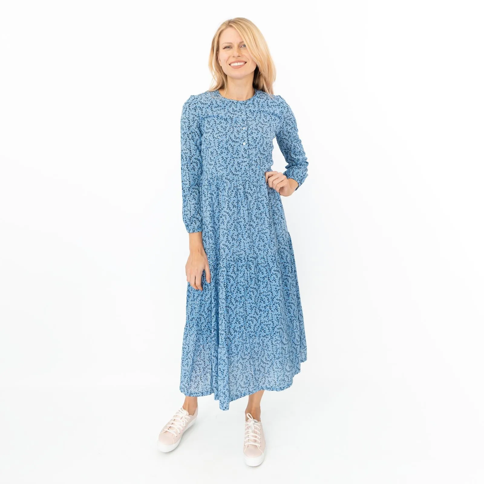 Seasalt Blue Leaves Charbon Midi Dress