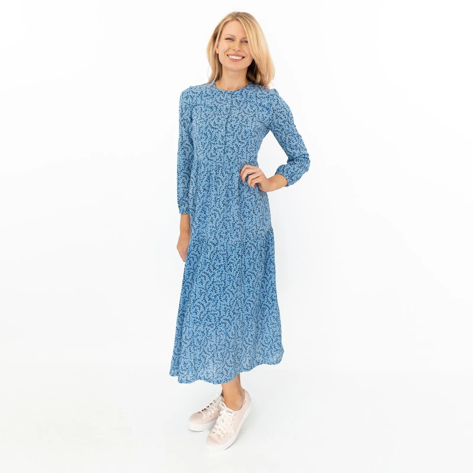 Seasalt Blue Leaves Charbon Midi Dress