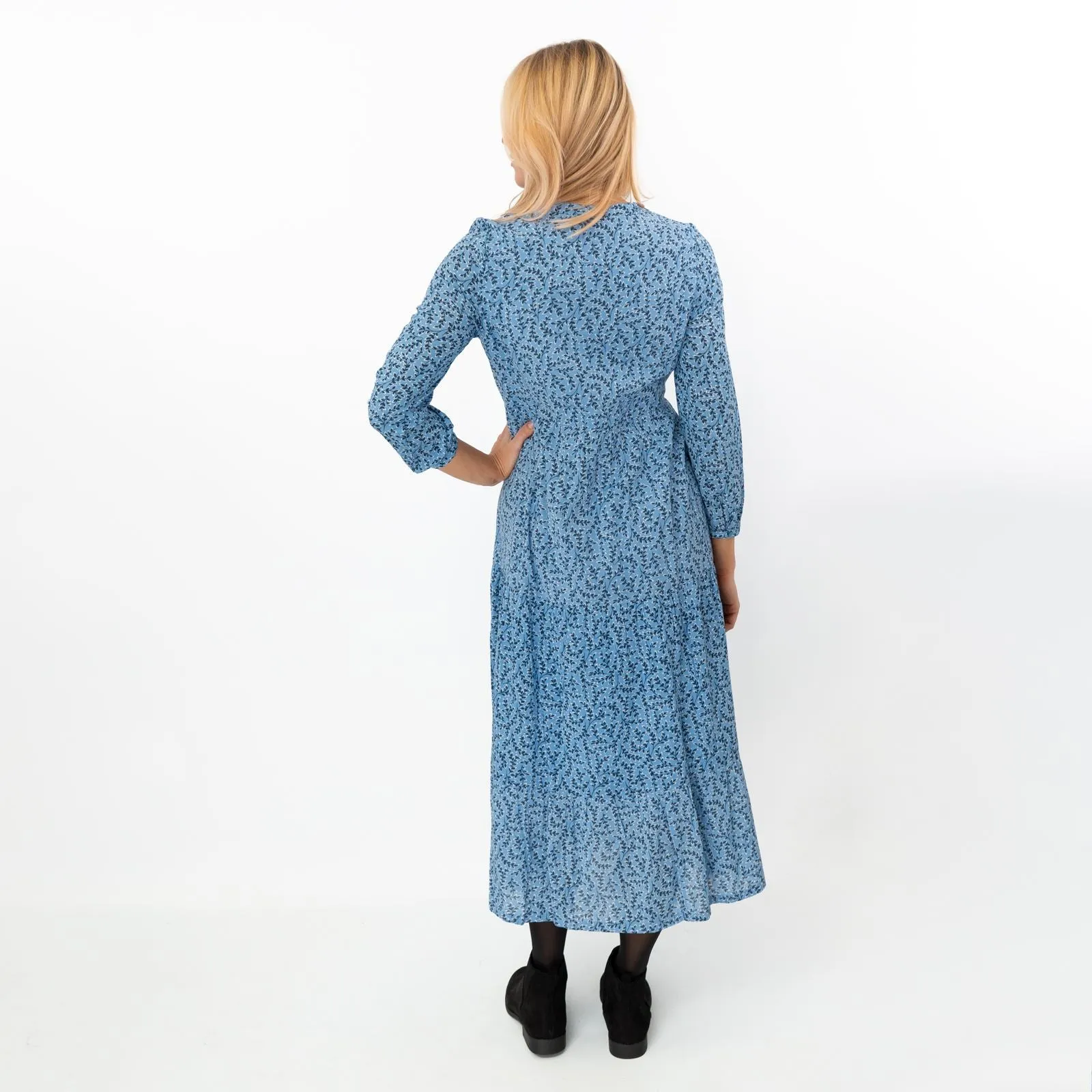 Seasalt Blue Leaves Charbon Midi Dress