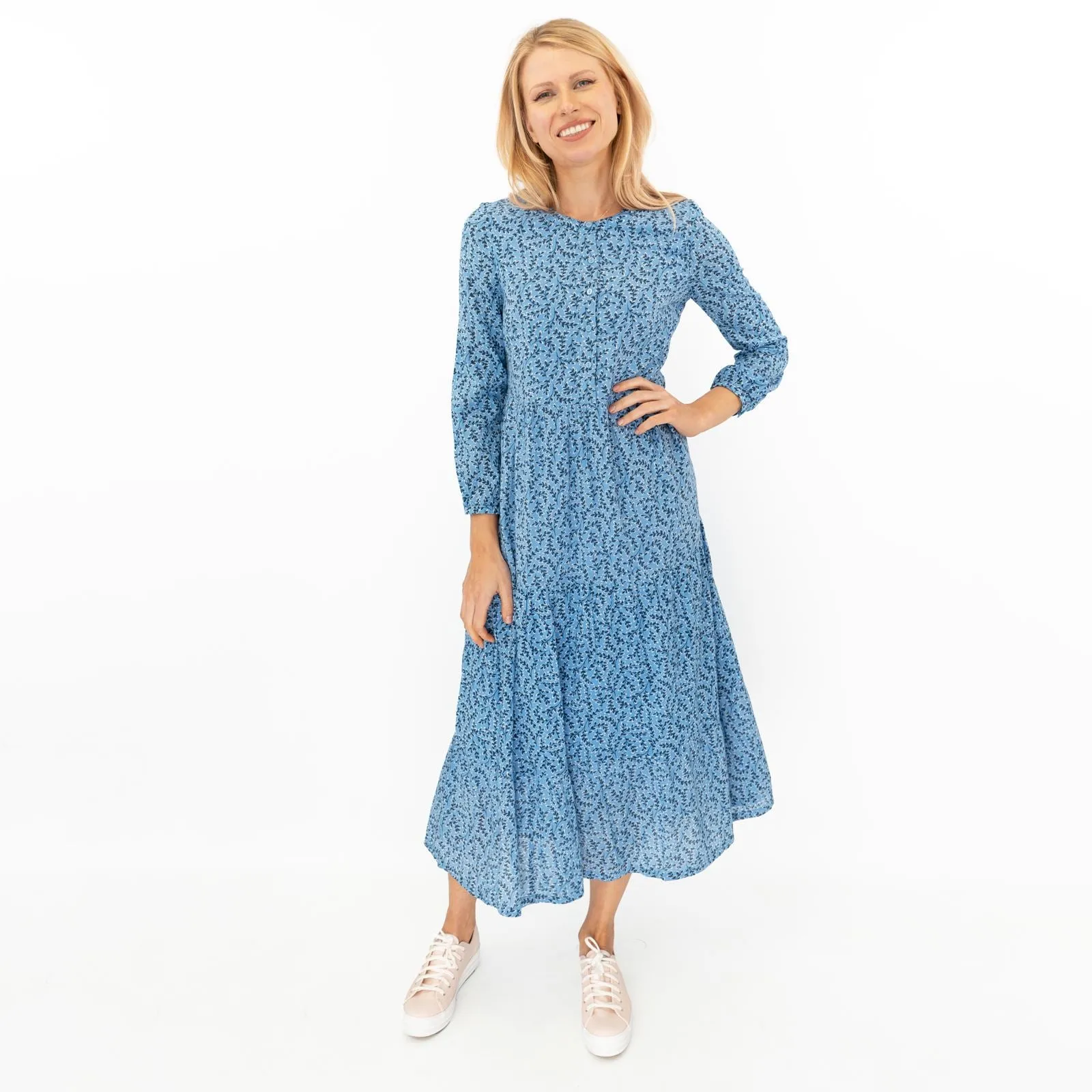 Seasalt Blue Leaves Charbon Midi Dress