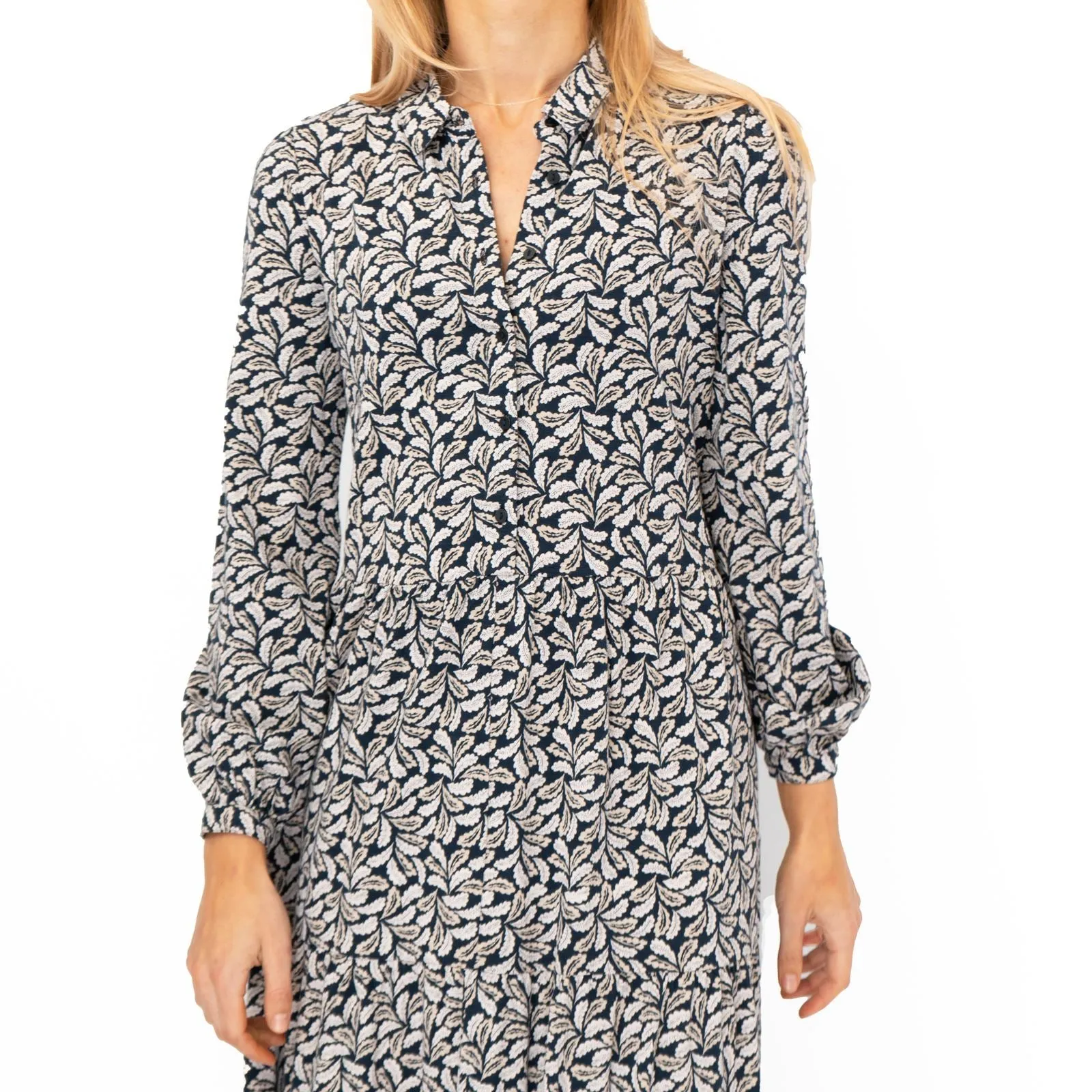 Seasalt Windflower Navy Leaves Cotton Jersey Dress