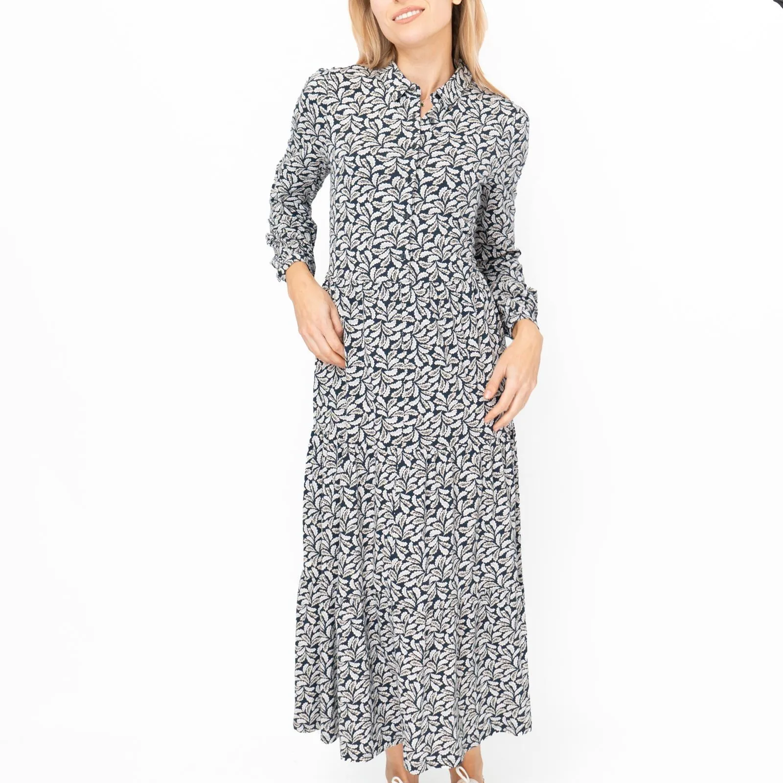 Seasalt Windflower Navy Leaves Cotton Jersey Dress