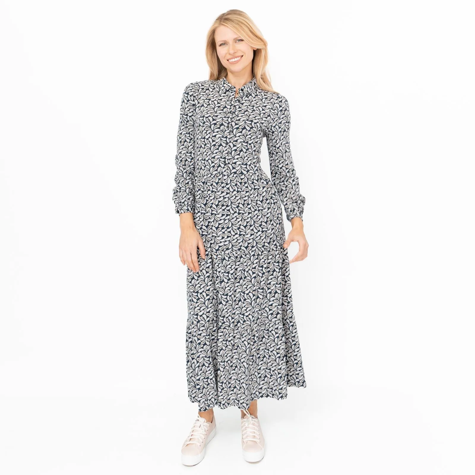 Seasalt Windflower Navy Leaves Cotton Jersey Dress