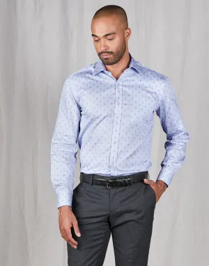 Light Blue and Red Geo Print Slim Fit Shirt by Sinatra