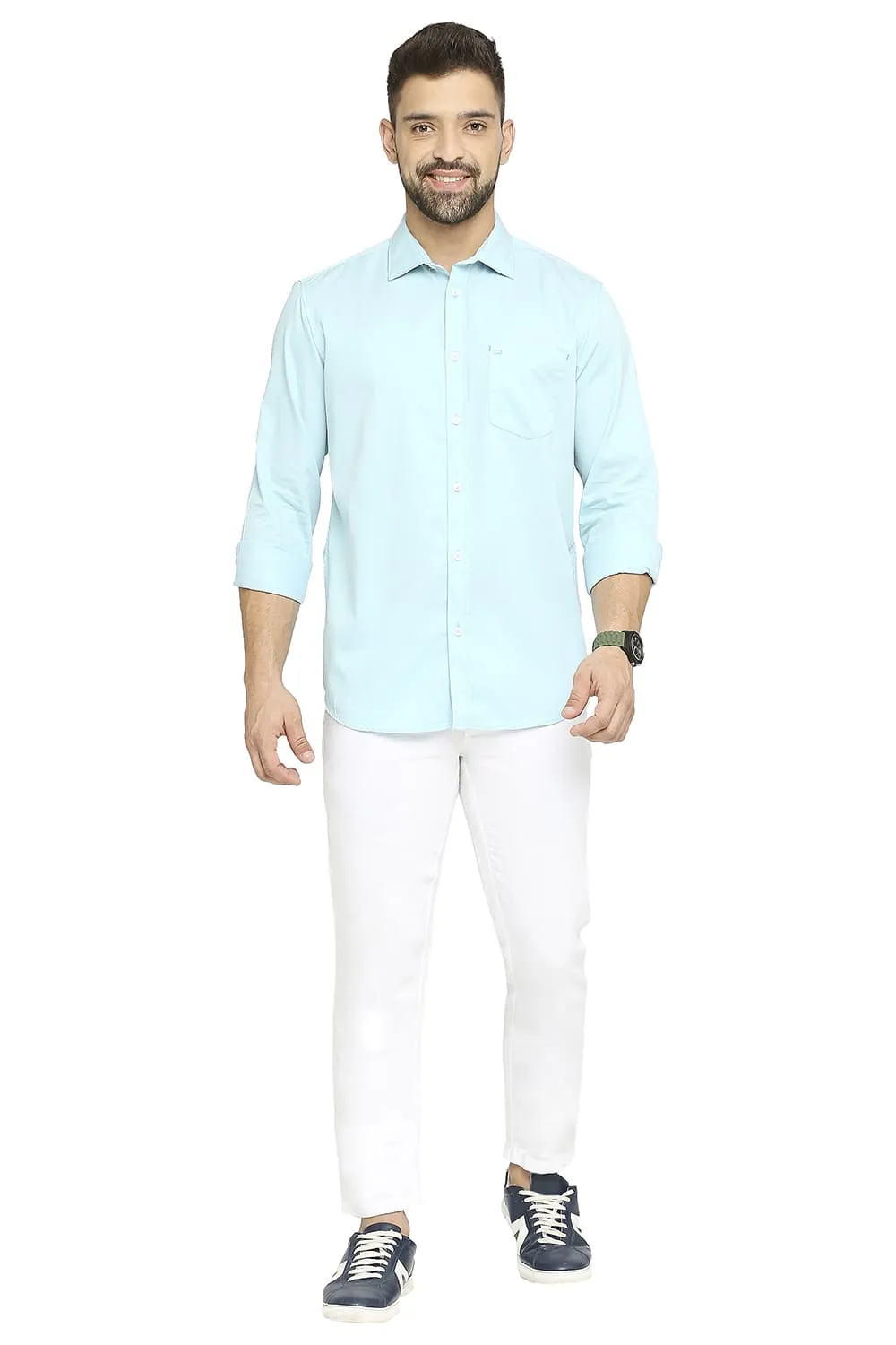 Slim Fit Cotton Polyester Cavalary Twill Shirt