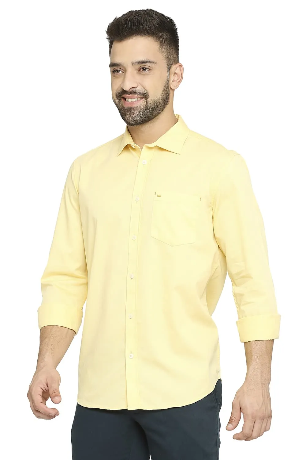 Slim Fit Cotton Polyester Cavalary Twill Shirt