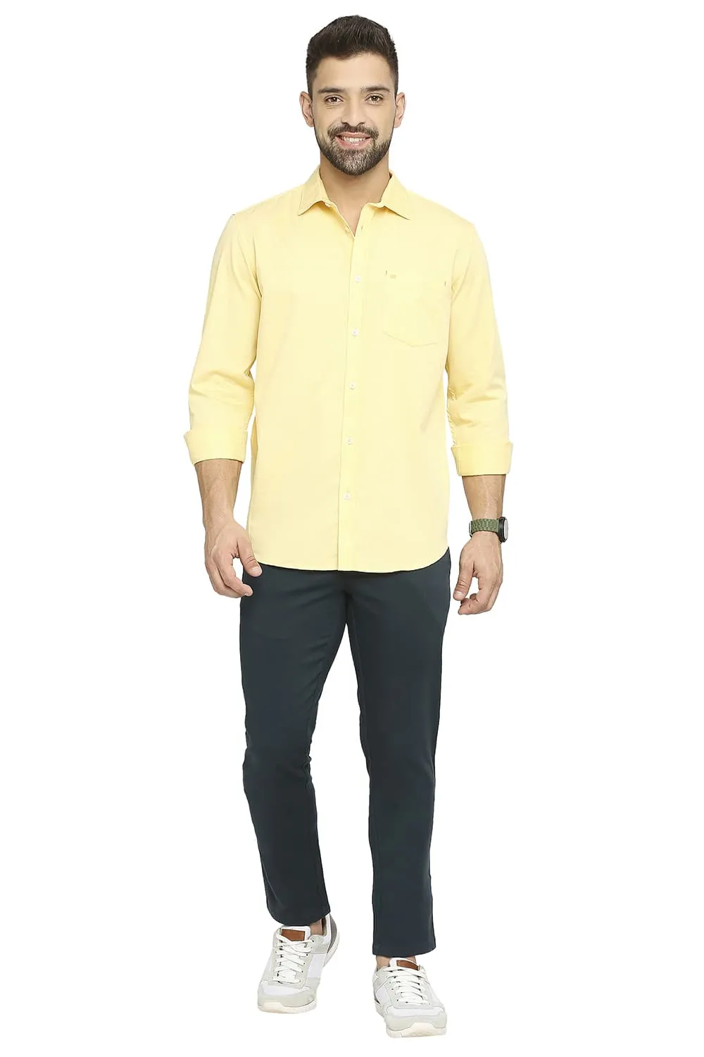 Slim Fit Cotton Polyester Cavalary Twill Shirt