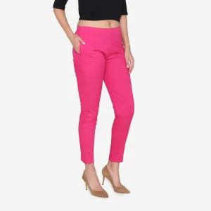 Women's Cotton Formal Trousers - Fuchsia