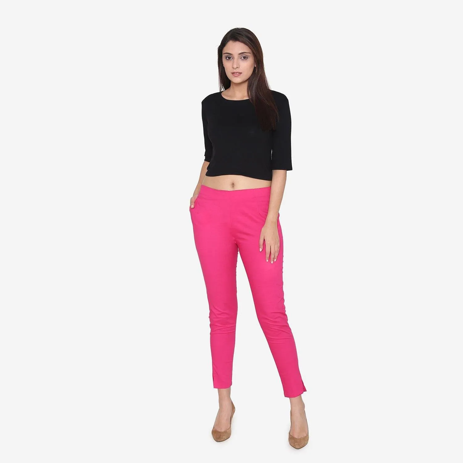 Women's Cotton Formal Trousers - Fuchsia