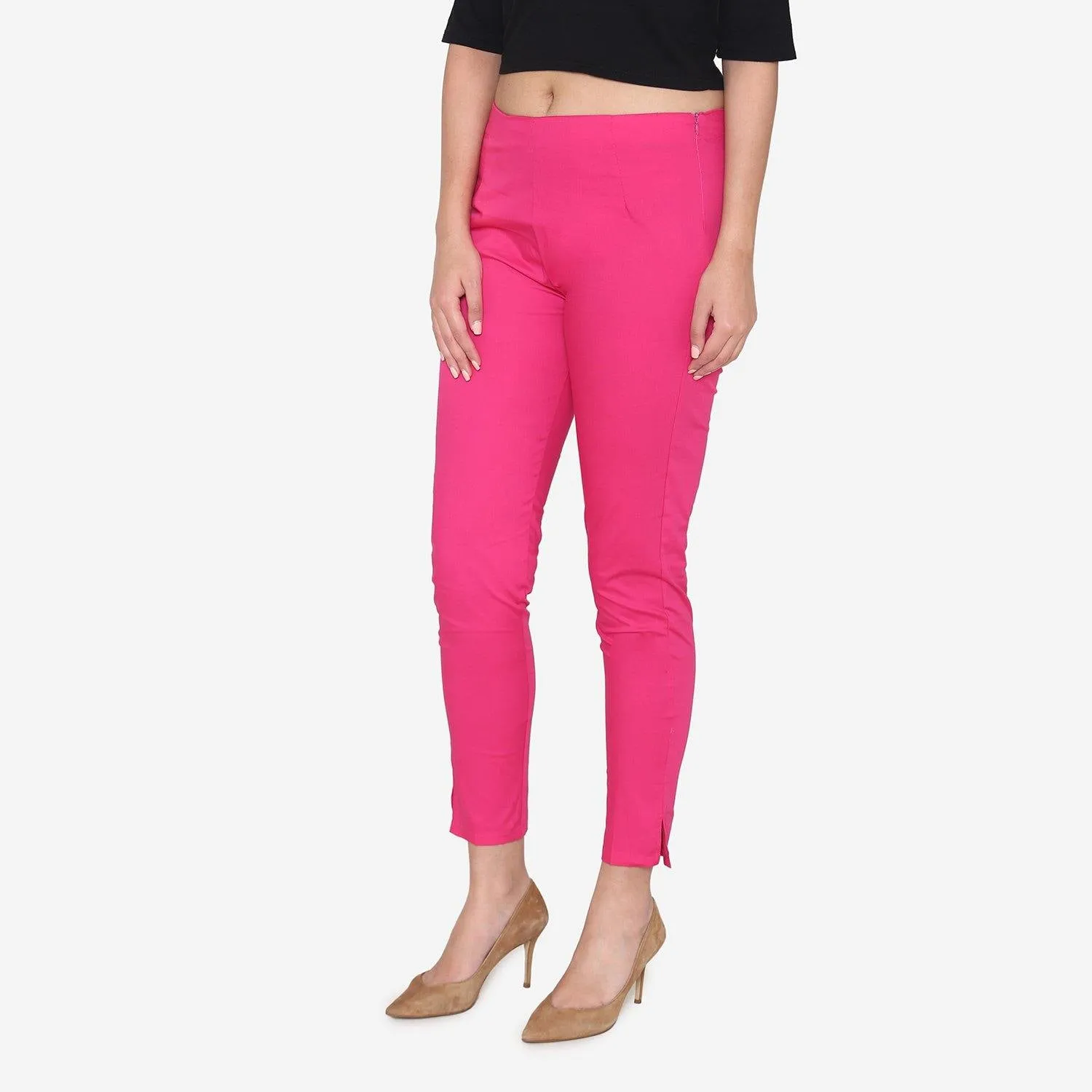 Women's Cotton Formal Trousers - Fuchsia