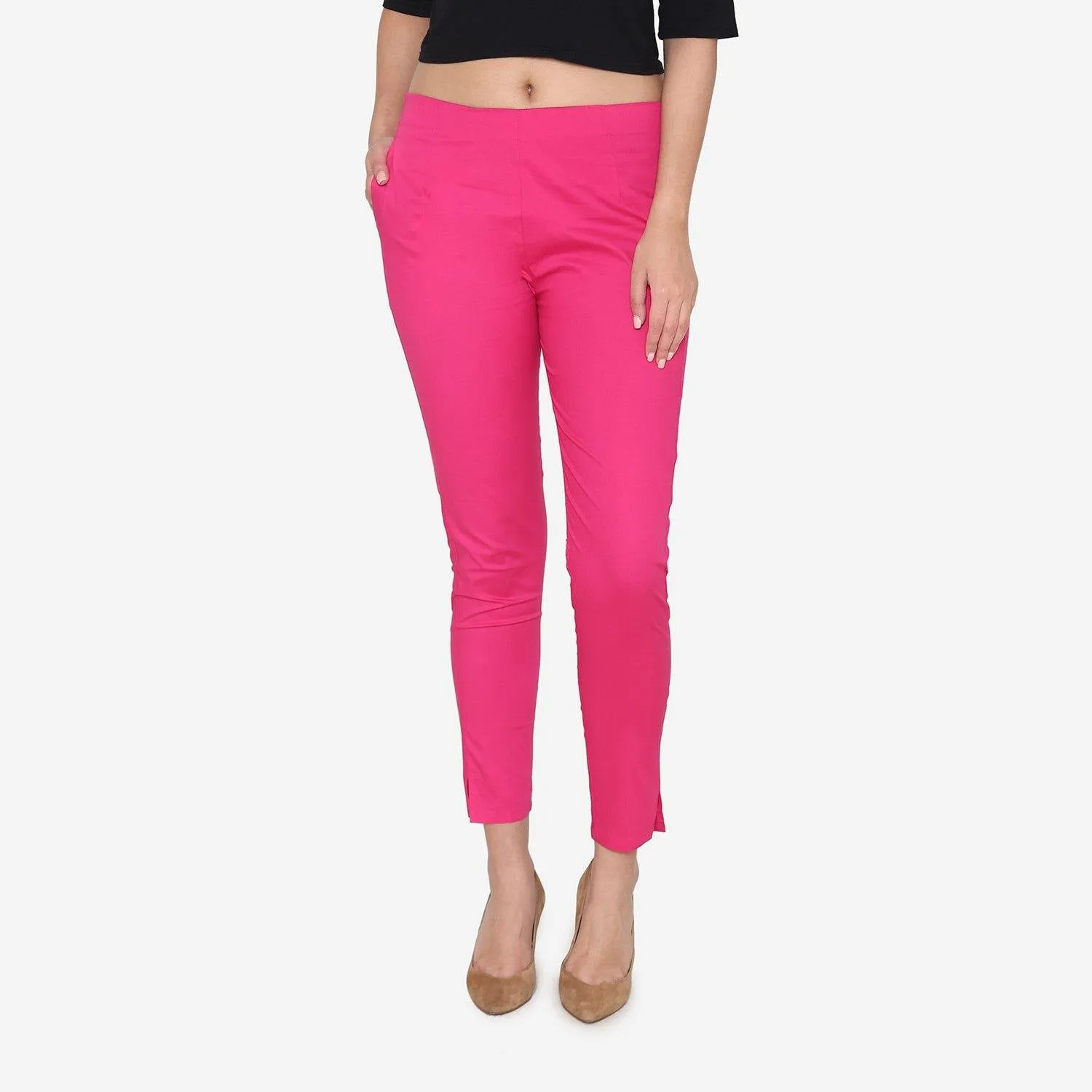 Women's Cotton Formal Trousers - Fuchsia