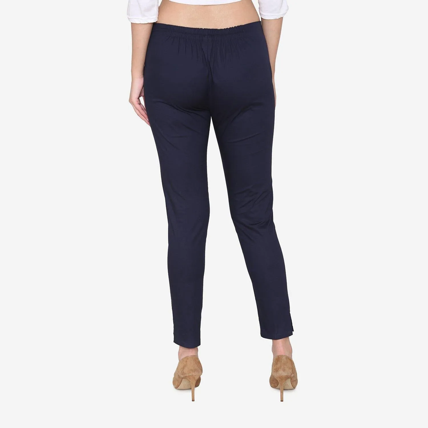 Women's Cotton Formal Trousers - Navy