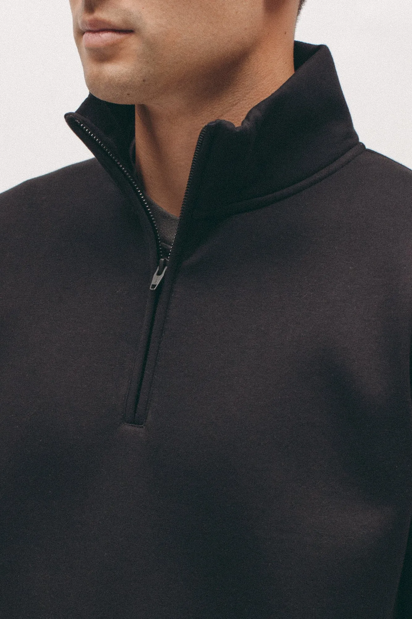 Zip Mock Poly Fleece - Black