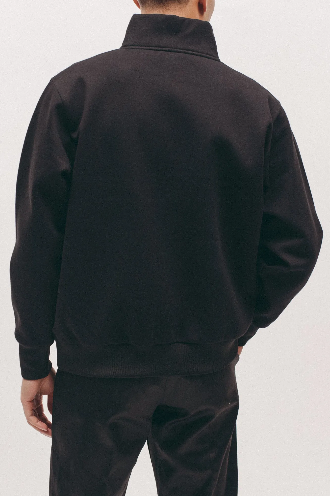 Zip Mock Poly Fleece - Black